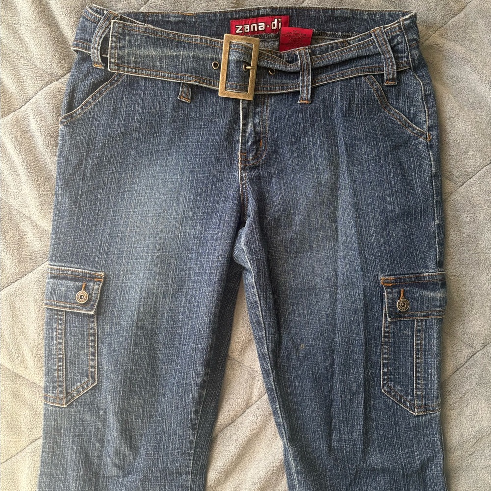 Zana Di Denim Women's Cargo Jeans with Belt